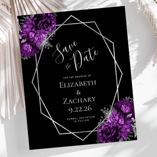 バジェットパープルプラムシルバーフローラブラック結婚ズ