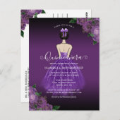 バジェットパープルプリンセス金ゴールドキンセアニラ招待状 ポストカード (正面/裏面)