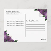 バジェットパープルプリンセス金ゴールドキンセアニラ招待状 ポストカード (裏面)