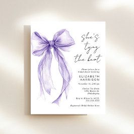 バジェットパープルボウ水カラーブライダルシャワー招待状