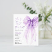 バジェットパープルボウ水カラーブライダルシャワー招待状 (スタンド正面)