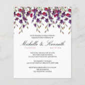 バジェットパープルボタニカル結婚式招待状 (正面)