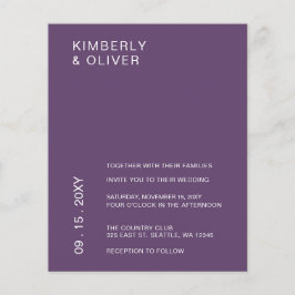 バジェットパープルモダン結婚式招待状