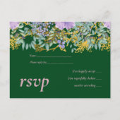 バジェットパープルラベンダーフローラグリーン結婚リー インビテーションポストカード (正面)