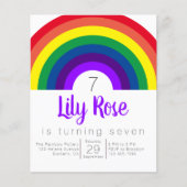 バジェットパープルレインボーバースデーパーティーへの招待 (正面)
