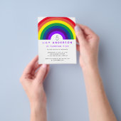 バジェットパープルレインボーバースデーパーティー招待Fl チラシ (手)