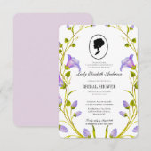 バジェットパープルワイルドフラワーズブリジガートンブライダルシャワー 招待状 (正面/裏面)