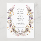 バジェットパープルワイルドフラワーズ結婚式招待状 (正面)