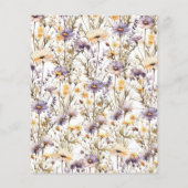 バジェットパープルワイルドフラワーベビーシャワー招待状 (裏面)