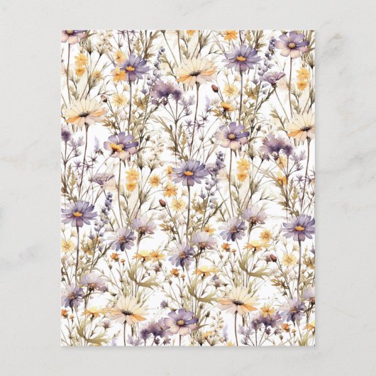 バジェットパープルワイルドフラワーベビーシャワー招待状 (裏面)