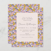 バジェットパープル春フローラベビーシャワー招待状 (正面/裏面)