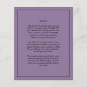 バジェットパープル結婚のフォトオーバーレイ招待状 (裏面)