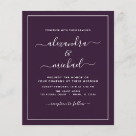 バジェットパープル結婚プラムと写真招待状F チラシ