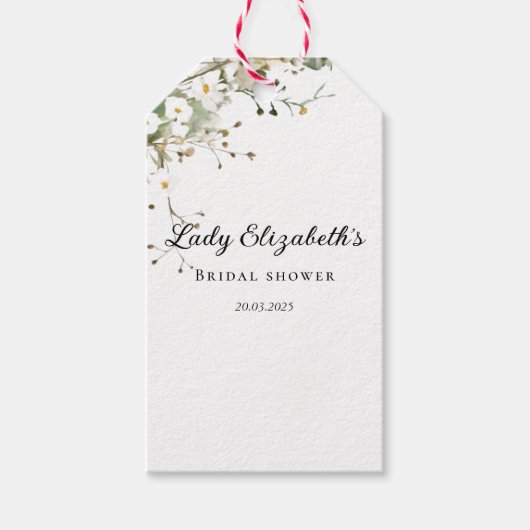 バジェットパープル花模様ブリジガートンブライダルシャワー ギフトタグ (正面)