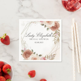 バジェットパープル花模様ブリジガートンブライダルシャワー スタンダードカクテルナプキン