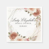 バジェットパープル花模様ブリジガートンブライダルシャワー スタンダードカクテルナプキン (正面)