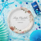 バジェットパープル花模様ブリジガートンブライダルシャワー ペーパープレート (パーティー)