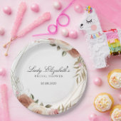 バジェットパープル花模様ブリジガートンブライダルシャワー ペーパープレート (パーティー)