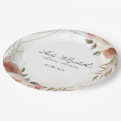 バジェットパープル花模様ブリジガートンブライダルシャワー ペーパープレート (アングル)