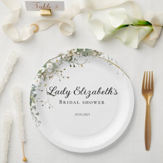 バジェットパープル花模様ブリジガートンブライダルシャワー ペーパープレート (ウェディング)