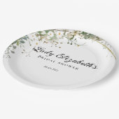 バジェットパープル花模様ブリジガートンブライダルシャワー ペーパープレート (アングル)