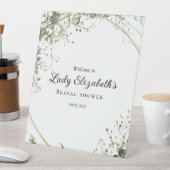 バジェットパープル花模様ブリジガートンブライダルシャワー 台座サイン (インサイチュ)