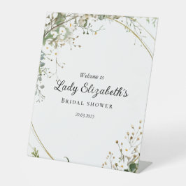 バジェットパープル花模様ブリジガートンブライダルシャワー 台座サイン