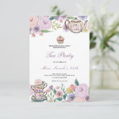 バジェットパープル花模様ブリジガートンブライダルシャワー 招待状 (スタンド正面)