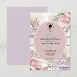 バジェットパープル花模様ブリジガートンブライダルシャワー 招待状
