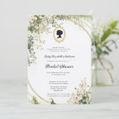 バジェットパープル花模様ブリジガートンブライダルシャワー 招待状 (スタンド正面)