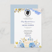 バジェットパープル花模様ブリジガートンブライダルシャワー 招待状 (正面/裏面)