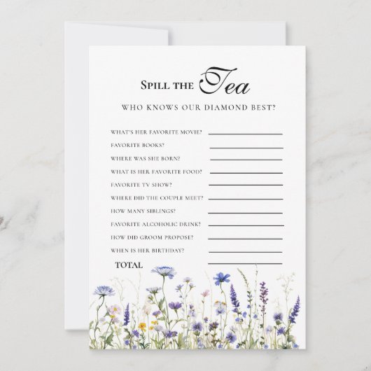 バジェットパープル花模様ブリジガートンブライダルシャワー 招待状 (正面)