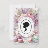 バジェットパープル花模様ブリジガートンブライダルシャワー 招待状 (裏面)