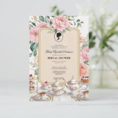 バジェットパープル花模様ブリジガートンブライダルシャワー 招待状 (スタンド正面)