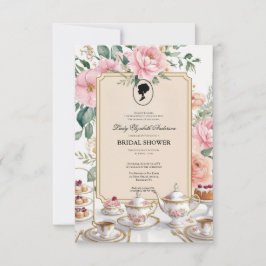 バジェットパープル花模様ブリジガートンブライダルシャワー 招待状