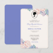 バジェットパープル花模様ブリジガートンブライダルシャワー 招待状 (正面/裏面)