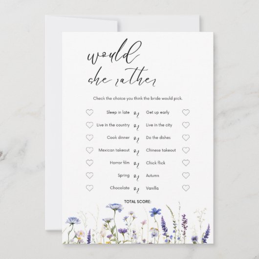 バジェットパープル花模様ブリジガートンブライダルシャワー 招待状 (正面)