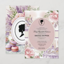 バジェットパープル花模様ブリジガートンブライダルシャワー 招待状