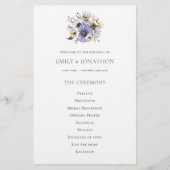 バジェットパープル花模様リーフ結婚式 プログラム (正面)