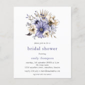 バジェットパープル薄紫花模様ブライダルシャワー招待状 (正面)