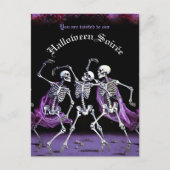 バジェットパープル踊りスケルトン大人ハロウィーン インビテーションポストカード (正面)