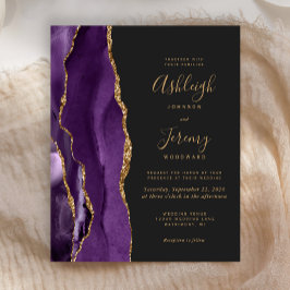 バジェットパープル金ゴールドアガテダーク結婚式招待状