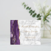 バジェットパープル金ゴールドアガテマーブル結婚式招待状 (スタンド正面)