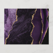 バジェットパープル金ゴールドアガテマーブル結婚式招待状 (裏面)