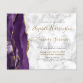 バジェットパープル金ゴールドアガテマーブル結婚式招待状 (正面)
