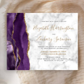 バジェットパープル金ゴールドアガテマーブル結婚式招待状