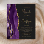 バジェットパープル金ゴールドアゲートトレンディー結婚式招待状