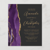 バジェットパープル金ゴールドアゲート石板結婚式招待状 (正面)