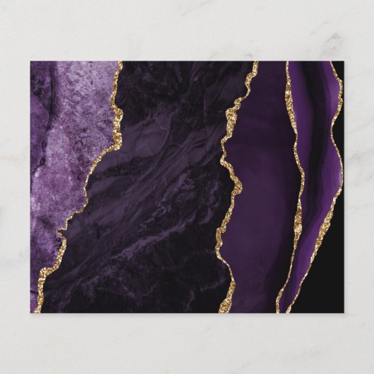 バジェットパープル金ゴールドアゲート結婚式招待状 (裏面)