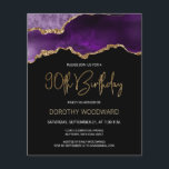 バジェットパープル金ゴールドアゲート90th誕生日招待状<br><div class="desc">このトレンディー90回目の誕生日の招待状には、金ゴールドのハイライトと紫の色合いのアゲイトの水彩画のイメージがフェイク含まれている。「90誕生日」という言葉は、装飾的な手書きグリッターフェイクの金ゴールドに現れモダンるフォント。カスタマイズ金ゴールド色の文字で詳細の名を持つ。同じ紫色の瑪瑙のイメージが反対側に表示される。</div>